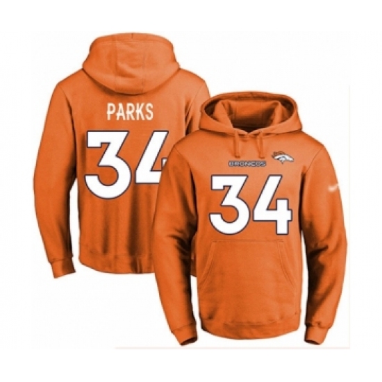 Football Men's Denver Broncos #34 Will Parks Orange Name & Number Pullover Hoodie - Ujersey