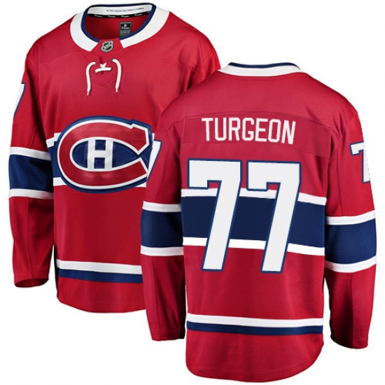 Youth Montreal Canadiens #77 Pierre Turgeon Authentic Red Home Fanatics Branded Breakaway NHL Jersey - Ujersey