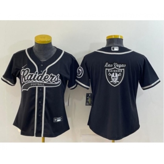 Women's Las Vegas Raiders Black Team Big Logo With Patch Cool Base Stitched Baseball Jersey - Ujersey