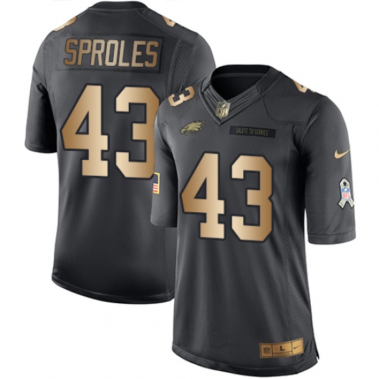 Men's Nike Philadelphia Eagles #43 Darren Sproles Limited Black/Gold Salute to Service NFL Jersey - Ujersey