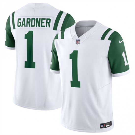 Men's New York Jets #1 Ahmad Sauce Gardner White 2024 Classic Alternate Vapor F.U.S.E. Limited Football Stitched Jersey - Ujersey
