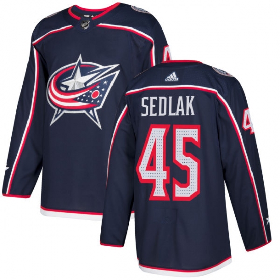 Men's Adidas Columbus Blue Jackets #45 Lukas Sedlak Authentic Navy Blue Home NHL Jersey - Ujersey