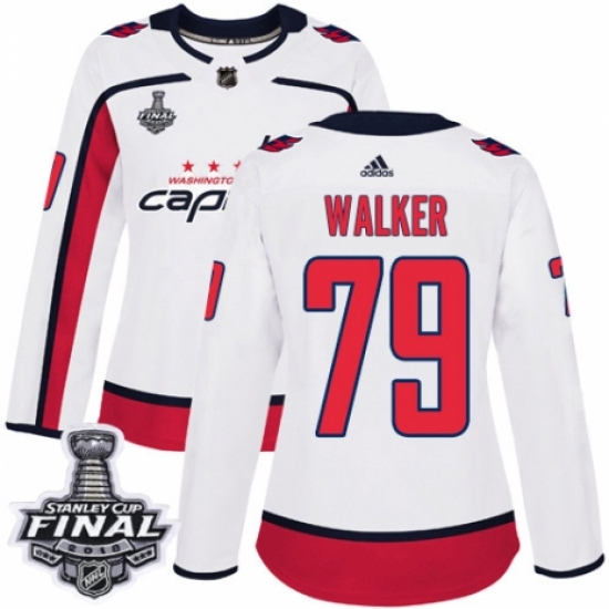 Women's Adidas Washington Capitals #79 Nathan Walker Authentic White Away 2018 Stanley Cup Final NHL Jersey - Ujersey