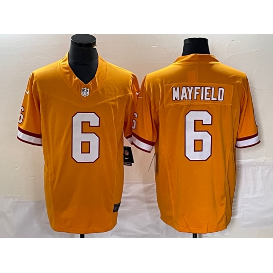 Men's Nike Tampa Bay Buccaneers #6 Baker Mayfield Yellow 2023 F.U.S.E. Vapor Limited Throwback Stitched Football Jersey - Ujersey