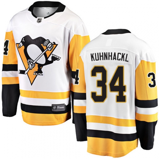 Youth Pittsburgh Penguins #34 Tom Kuhnhackl Fanatics Branded White Away Breakaway NHL Jersey - Ujersey
