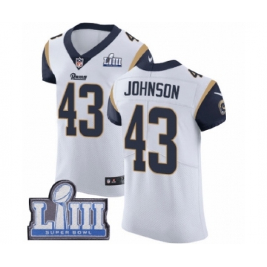 Men's Nike Los Angeles Rams #43 John Johnson White Vapor Untouchable Elite Player Super Bowl LIII Bound NFL Jersey - Ujersey
