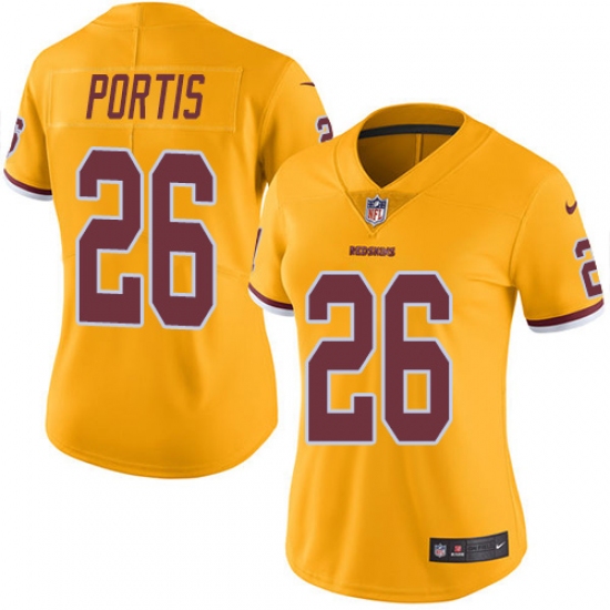 Women's Nike Washington Redskins #26 Clinton Portis Limited Gold Rush Vapor Untouchable NFL Jersey
