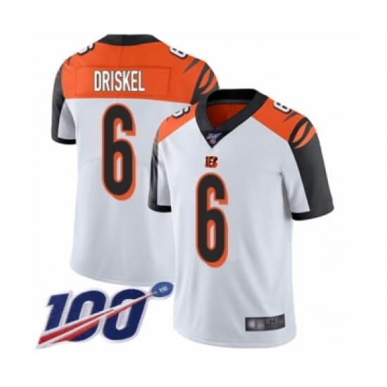 Men's Cincinnati Bengals #6 Jeff Driskel White Vapor Untouchable Limited Player 100th Season Football Jersey - Ujersey