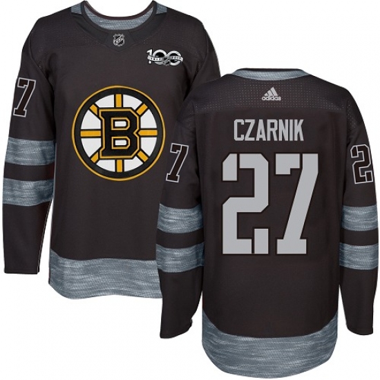 Men's Adidas Boston Bruins #27 Austin Czarnik Authentic Black 1917-2017 100th Anniversary NHL Jersey - Ujersey