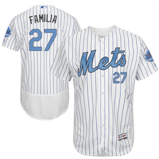 Men's Majestic New York Mets #27 Jeurys Familia Authentic White 2016 Father's Day Fashion Flex Base MLB Jersey - Ujersey