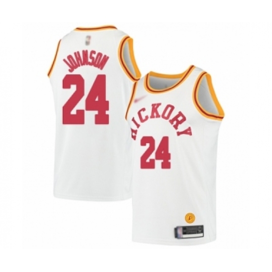 Men's Indiana Pacers #24 Alize Johnson Authentic White Hardwood Classics Basketball Jersey - Ujersey