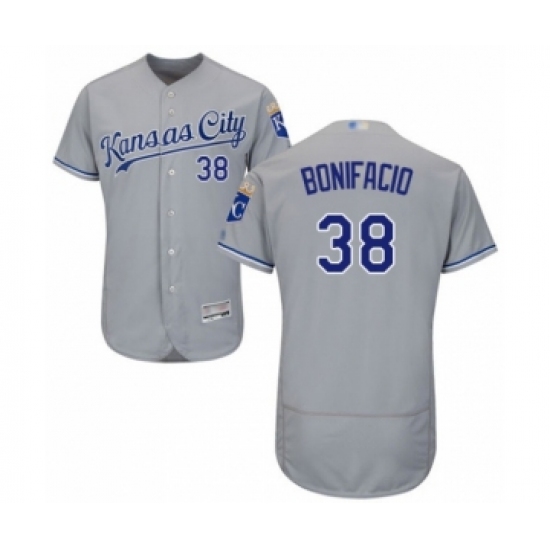 Men's Kansas City Royals #38 Jorge Bonifacio Grey Road Flex Base Authentic Collection Baseball Player Jersey - Ujersey