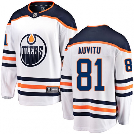 Youth Edmonton Oilers #81 Yohann Auvitu Fanatics Branded White Away Breakaway NHL Jersey - Ujersey