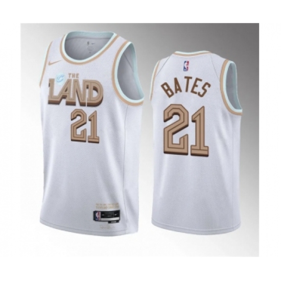 Men's Cleveland Cavaliers #21 Emoni Bates White 2023 Draft City Edition Stitched Jersey - Ujersey
