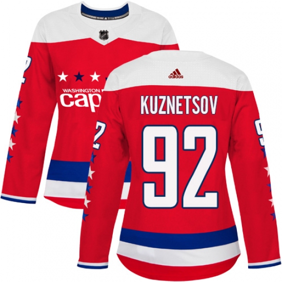 Women's Adidas Washington Capitals #92 Evgeny Kuznetsov Authentic Red Alternate NHL Jersey - Ujersey