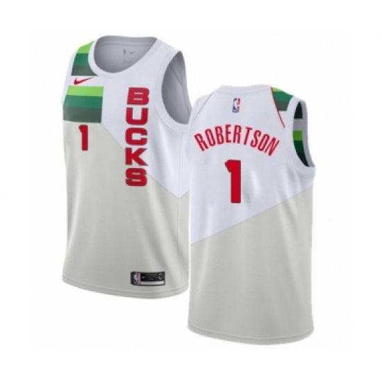 Men's Nike Milwaukee Bucks #1 Oscar Robertson White Swingman Jersey - Earned Edition - Ujersey