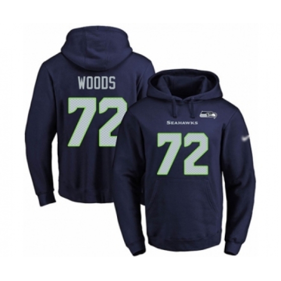 Football Men's Seattle Seahawks #72 Al Woods Navy Blue Name & Number Pullover Hoodie - Ujersey