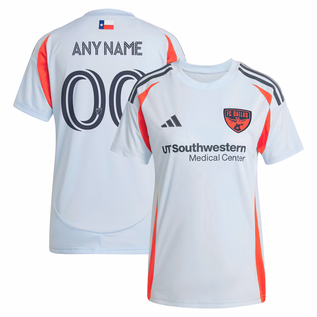 Women's FC Dallas adidas Light Blue 2025 The Inferno Kit Replica Custom Jersey - ujerseystore