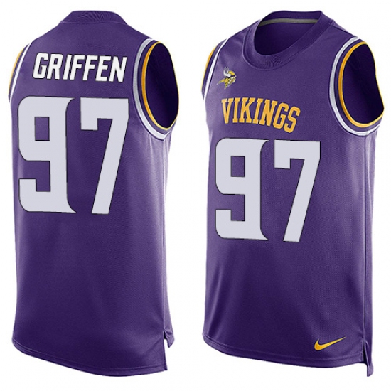 Men's Nike Minnesota Vikings #97 Everson Griffen Limited Purple Player Name & Number Tank Top NFL Jersey - Ujersey