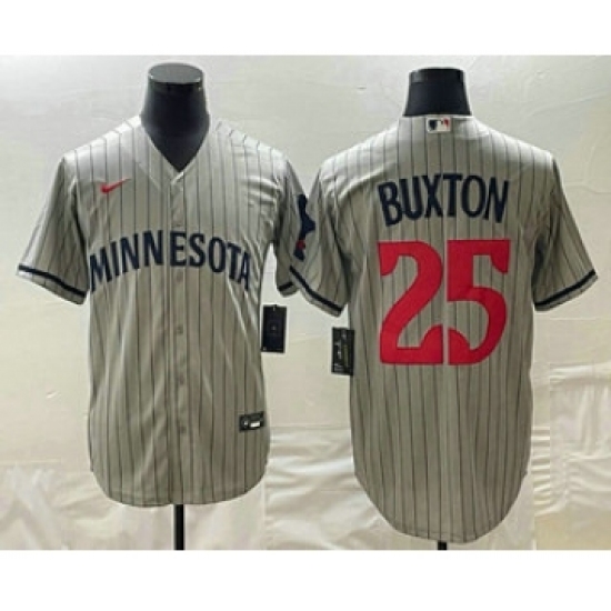Men's Minnesota Twins #25 Byron Buxton 2023 Grey Home Team Cool Base Stitched Jersey - Ujersey