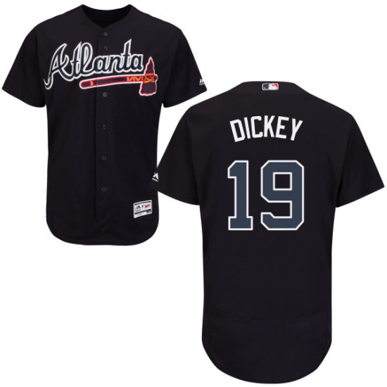 Men's Majestic Atlanta Braves #19 R.A. Dickey Blue Flexbase Authentic Collection MLB Jersey - Ujersey