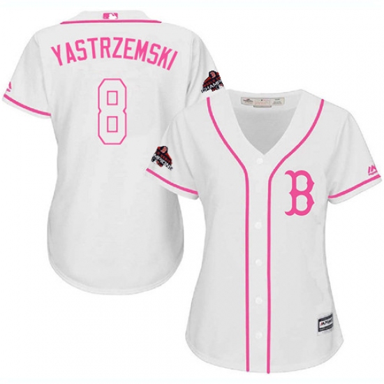 Women's Majestic Boston Red Sox #8 Carl Yastrzemski Authentic White Fashion 2018 World Series Champions MLB Jersey - Ujersey