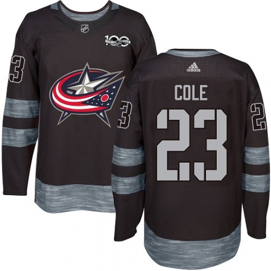 Men's Adidas Columbus Blue Jackets #23 Ian Cole Authentic Black 1917-2017 100th Anniversary NHL Jersey