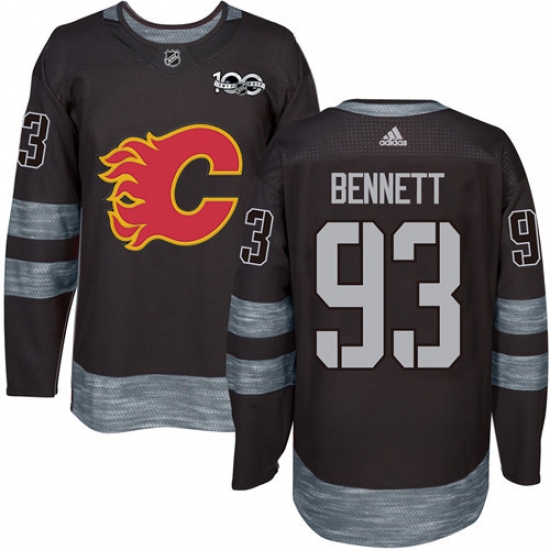 Men's Adidas Calgary Flames #93 Sam Bennett Authentic Black 1917-2017 100th Anniversary NHL Jersey - Ujersey