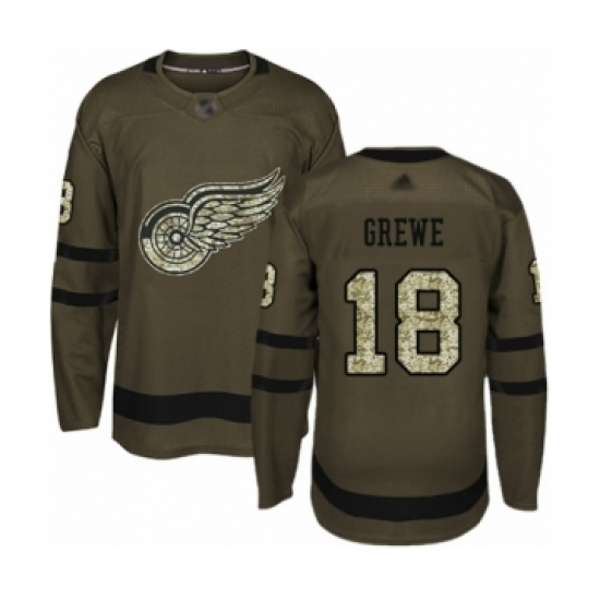 Men's Detroit Red Wings #18 Albin Grewe Authentic Green Salute to Service Hockey Jersey - Ujersey