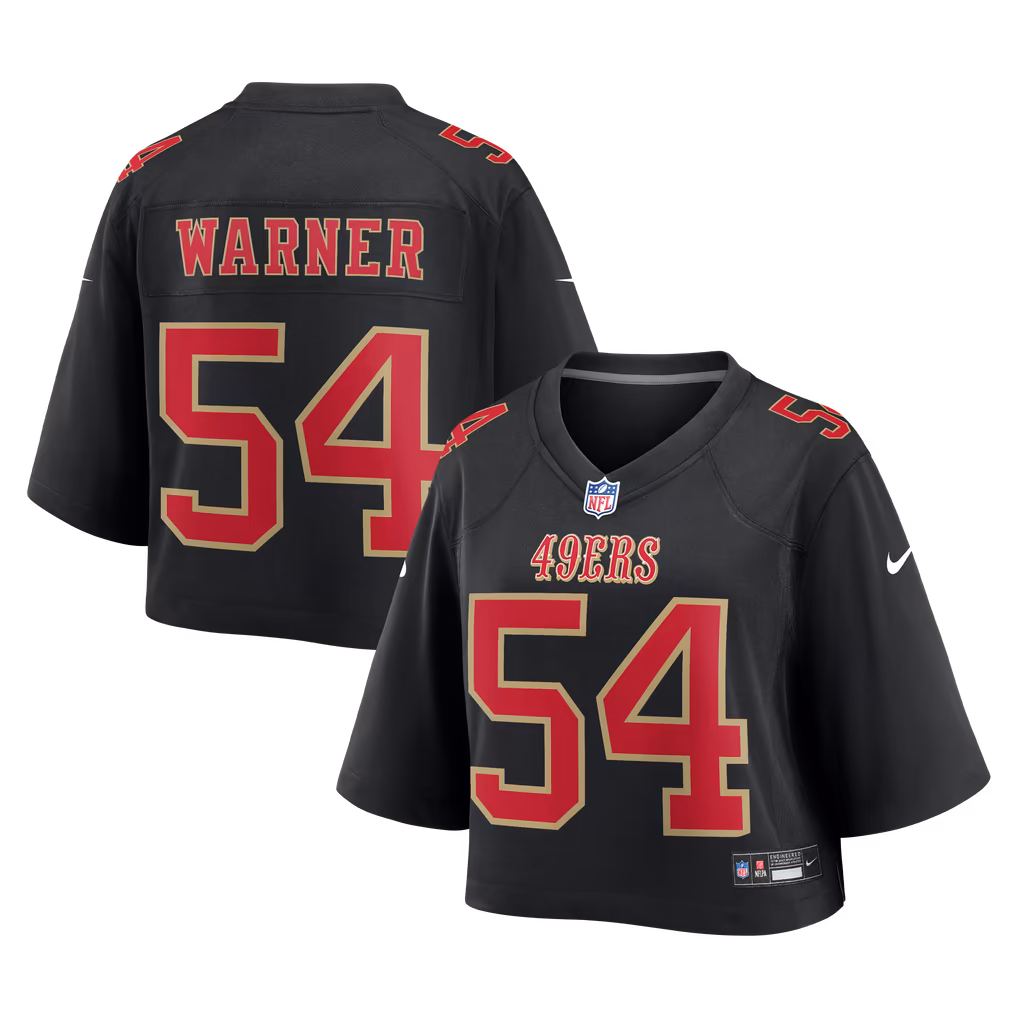 Women's San Francisco 49ers Fred Warner Nike Black Cropped Fashion Game Jersey - SUjersey01