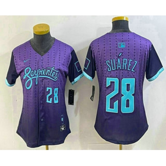 Women's Arizona Diamondbacks #28 Eugenio Suarez Number Purple 2025 City Connect Limited Jersey - Ujersey
