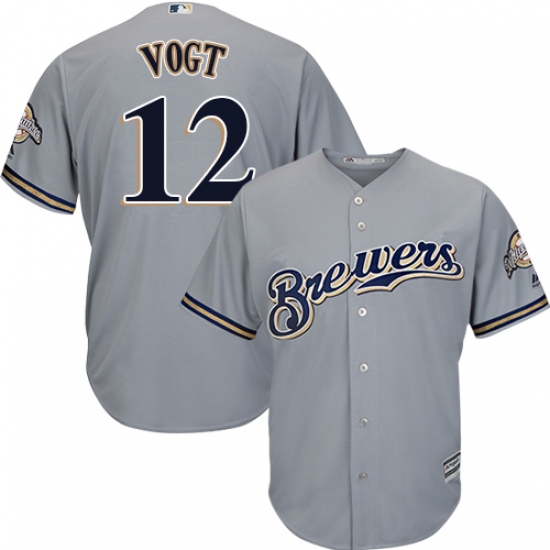 Youth Majestic Milwaukee Brewers #12 Stephen Vogt Authentic Grey Road Cool Base MLB Jersey - Ujersey