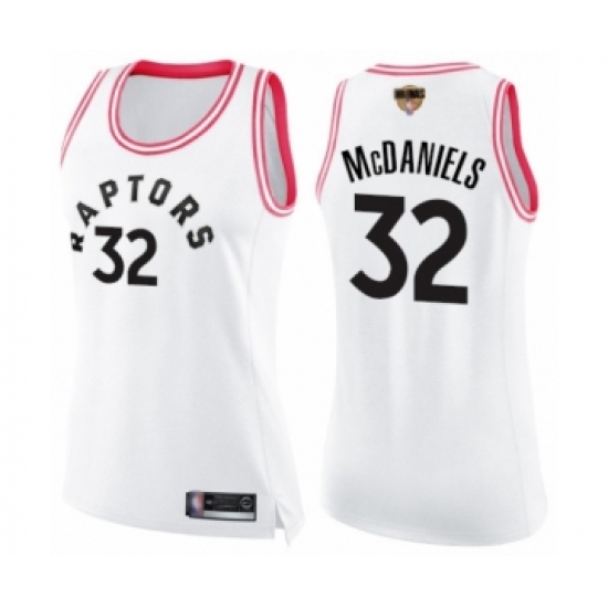 Women's Toronto Raptors #32 KJ McDaniels Swingman White  Pink Fashion 2019 Basketball Finals Bound Jersey - Ujersey
