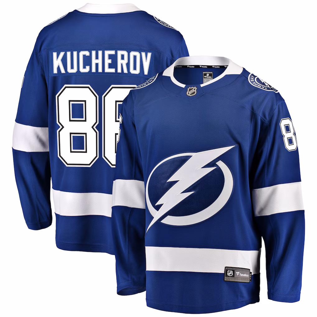 Men's Tampa Bay Lightning Nikita Kucherov Fanatics Blue Breakaway Jersey - ujerseystore