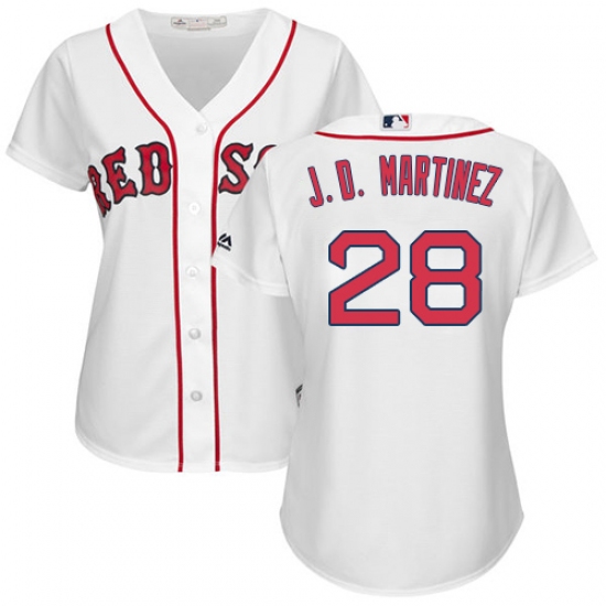 Women's Majestic Boston Red Sox #28 J. D. Martinez Replica White Home MLB Jersey - Ujersey