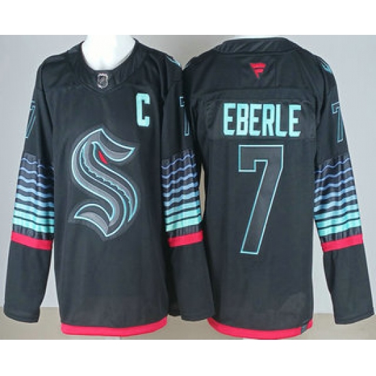 Men's Seattle Kraken #7 Jordan Eberle Black Alternate Authentic Jersey - Ujersey
