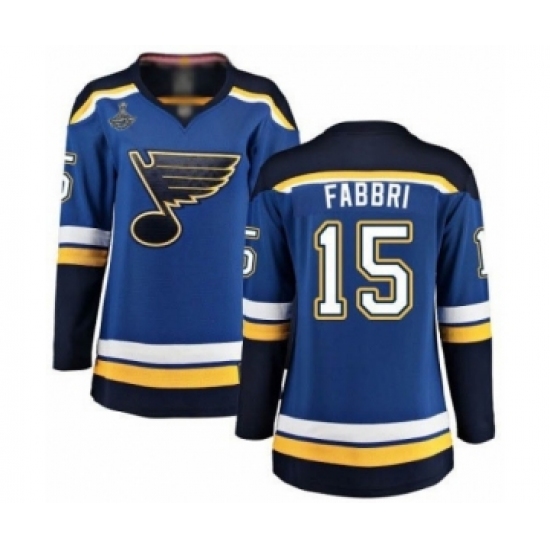 Women's St. Louis Blues #15 Robby Fabbri Fanatics Branded Royal Blue Home Breakaway 2019 Stanley Cup Champions Hockey Jersey - Ujersey