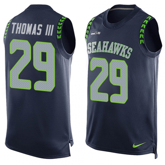 Men's Nike Seattle Seahawks #29 Earl Thomas III Limited Steel Blue Player Name & Number Tank Top NFL Jersey - Ujersey