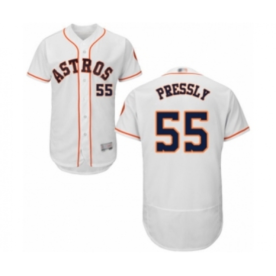 Men's Houston Astros #55 Ryan Pressly White Home Flex Base Authentic Collection Baseball Jersey - Ujersey