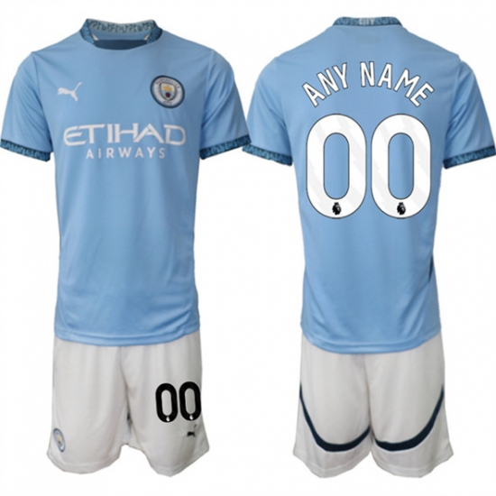 Men's Manchester City Custom 2024-25 Light Blue Home Soccer Jersey Suit - Ujersey
