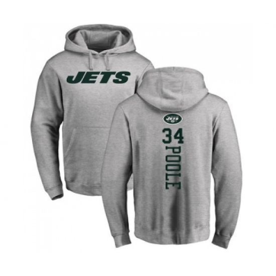 Football New York Jets #34 Brian Poole Ash Backer Pullover Hoodie - Ujersey
