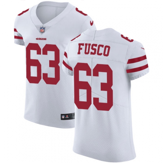 Men's Nike San Francisco 49ers #63 Brandon Fusco White Vapor Untouchable Elite Player NFL Jersey - Ujersey