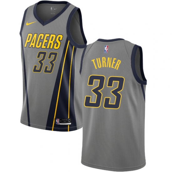 Youth Nike Indiana Pacers #33 Myles Turner Swingman Gray NBA Jersey - City Edition - Ujersey