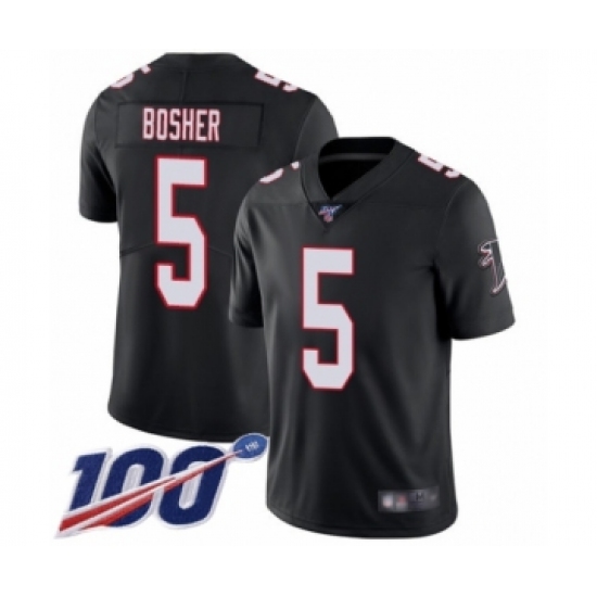 Men's Atlanta Falcons #5 Matt Bosher Black Alternate Vapor Untouchable Limited Player 100th Season Football Jersey - Ujersey