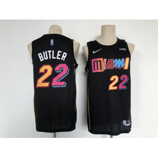 Men's Miami Heat 2021-22 City Edition #22 Jimmy Butler Black Stitched Basketball Jersey - Ujersey