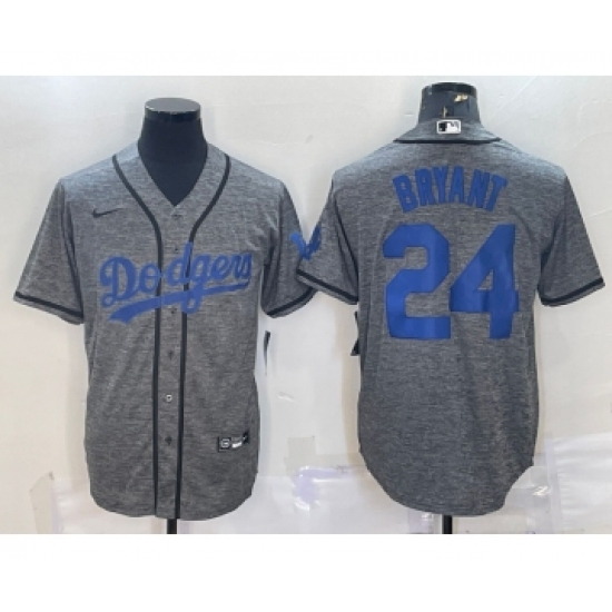Men's Los Angeles Dodgers #24 Kobe Bryant Grey Gridiron Cool Base Stitched Baseball Jersey - Ujersey