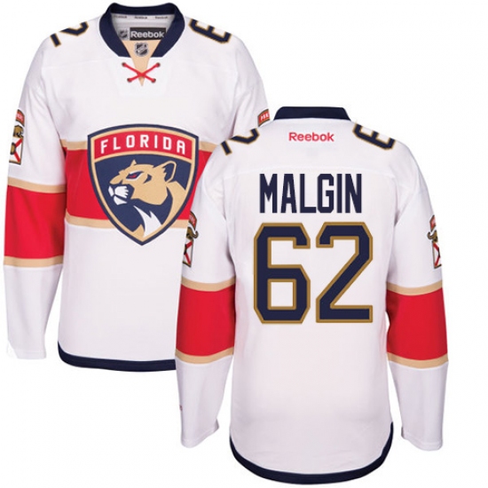 Men's Reebok Florida Panthers #62 Denis Malgin Authentic White Away NHL Jersey - Ujersey
