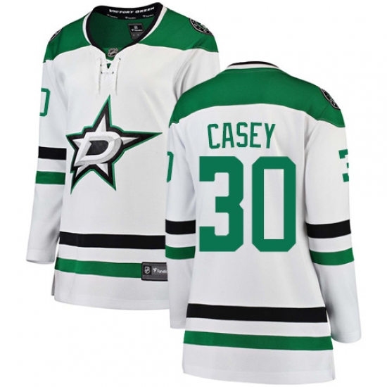 Women's Dallas Stars #30 Jon Casey Authentic White Away Fanatics Branded Breakaway NHL Jersey - Ujersey