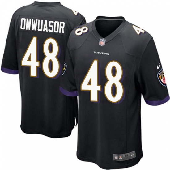 Men's Nike Baltimore Ravens #48 Patrick Onwuasor Game Black Alternate NFL Jersey - Ujersey