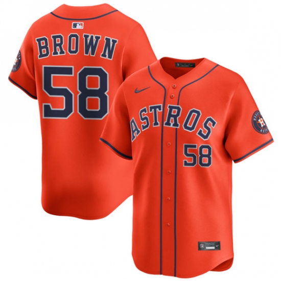 Men's Houston Astros #58 Hunter Brown Orange 2025 Alternate Limited Stitched Baseball Jersey - Ujersey